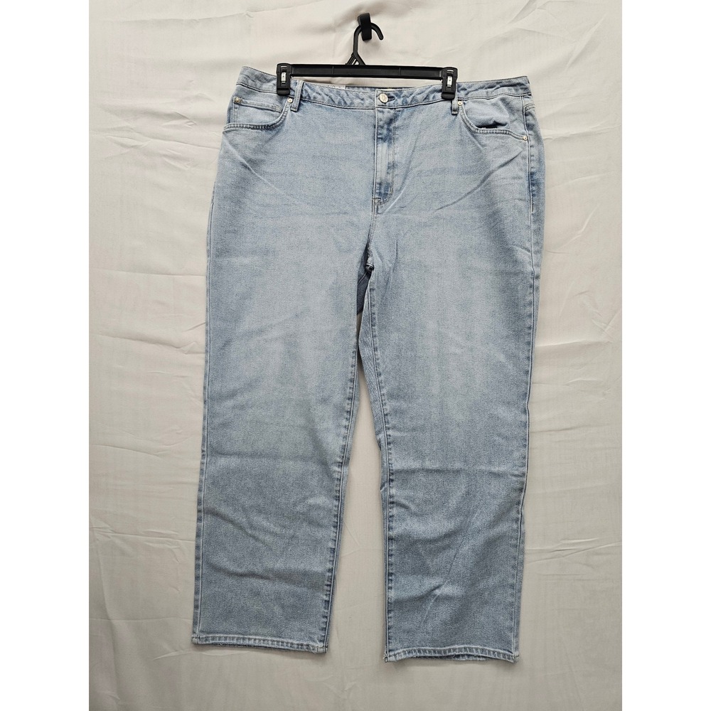 Seven7 Womens Loose Straight High Rise Jeans Blue Cotton Blend Casual Size 22W